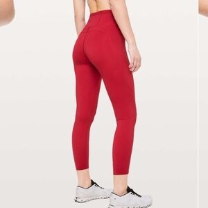 Lululemon fast & free 7:8 leggings non reflective size 6 red